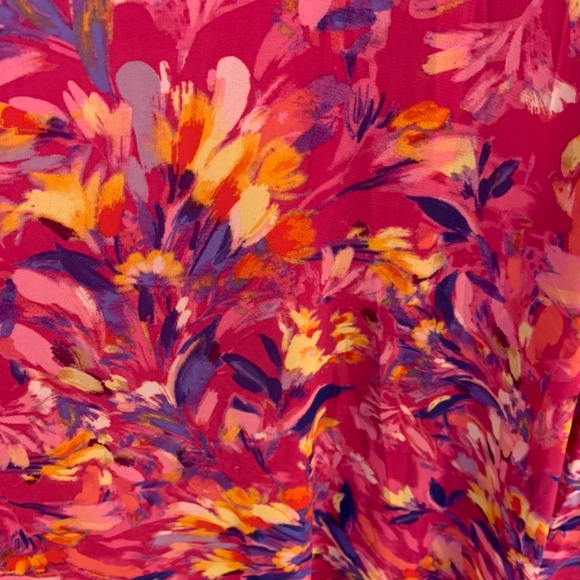 Nicole Miller Floral Charmeuse Satin Slip Maxi Dress Pink XL Artsy Watercolor - Picture 9 of 13